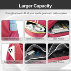 Hoedia Sports Drawstring Backpack - String Swim Gym Bag with Shoes Compartment and Wet Proof Pocket for Women/Men (Pink)