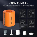 FLEXTAILGEAR Portable Air Pump - Tiny Pump 2, Electric Air Pump for Inflatables 2.8oz Battery Inflator Rechargeable Air Mattress Pump for Sleeping Pads, Pool Floats, Swimming Rings Orange
