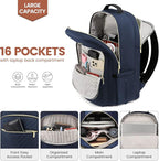 LOVEVOOK Laptop Backpack for Women 15.6 inch,Cute Womens Travel Backpack Purse,Professional Laptop Computer Bag,Waterproof Work Business College Teacher Bags Carry on Backpack with USB Port,Navy Blue