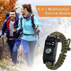 5/8 Inch Compass Flint Scraper Fire Starter Whistle Buckle Paracord Bracelet Outdoor Camping Emergency Survival Travel Kits