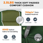 Oversized Camping Chair for Large Adults Heavy Duty 400 lbs Capacity, Comfortable Padded Folding Lawn Chair with Back & Headrest Support and Cup Holder, Portable Outdoor Chair with Carry Bag