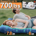 Double Sleeping Pad for Camping, Extra Thick 6 Inch Sleeping Mat Camping for 2 Person Self Inflating Camping Pad with Built-in Pillow & Foot Pump Inflatable Camping Mat for Backpacking Hiking Tents