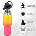 32oz Water Bottle with Powder Coated, Fit in Any Car Cup Holder, Water Bottle with Straw Lids, Stainless Steel Insulated Water Flask Double Wall Leak-proof BPA Free to Keep Cold&Hot