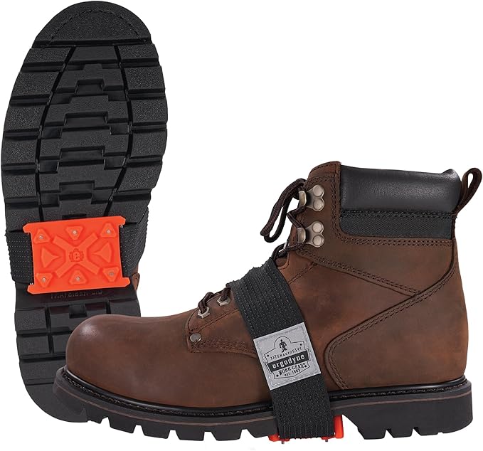 Ergodyne TREX 6317 Mid-Sole Ice Cleats Traction for Heeled Boot, Easily Rotates for Indoors, Driving, Climbing