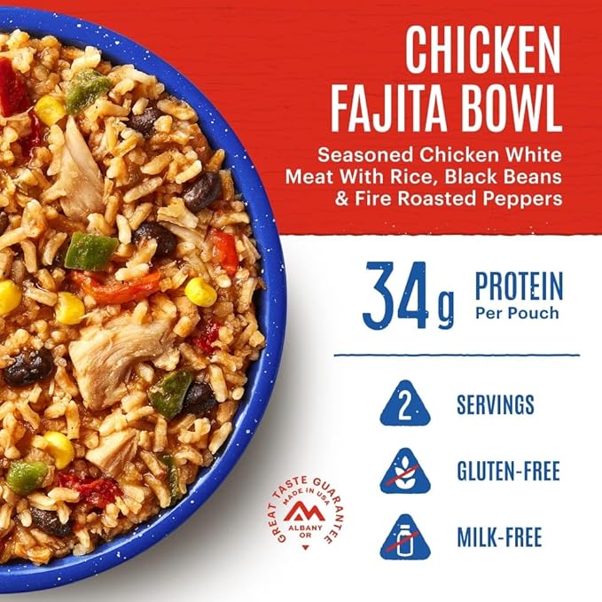Mountain House Chicken Fajita Bowl Freeze Dried Backpacking & Camping Food 6-Pack Gluten-Free