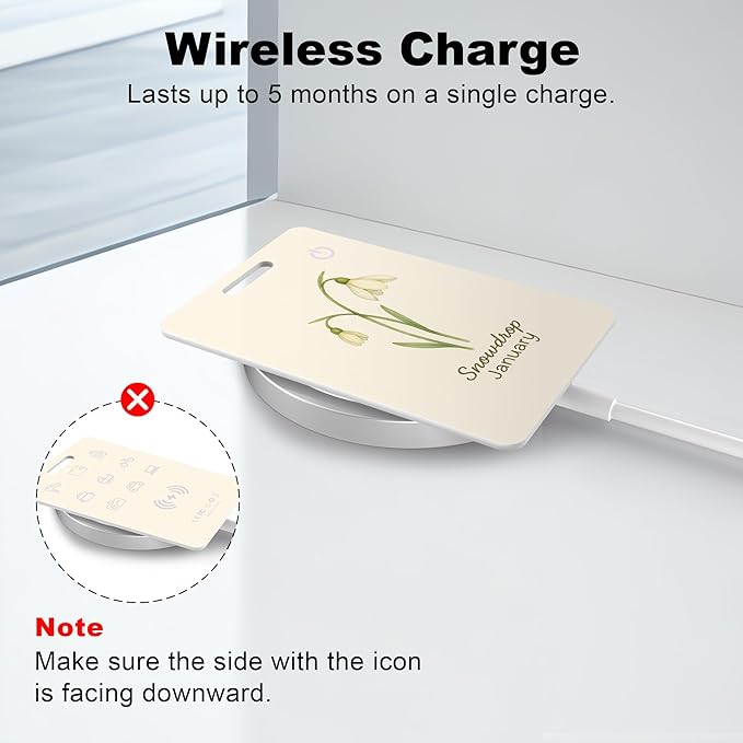 Wallet Tracker Card (iOS Only), Rechargeable Bluetooth Smart Tracking for Apple Find My Compatible Anti Tracker for Men Women Slim Item Locator for Purse Passport Key Luggage Tag (1Pcs/JAN FLR)