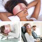 Umisleep Soft Sleep Mask, Blackout Eye Mask for Side Sleepers, Women Men Sleeping Mask, Anti-Wrinkle & Softer Than Real Mulberry Silk Eye Cover, Satin Blindfold with Adjustable Band, Pink