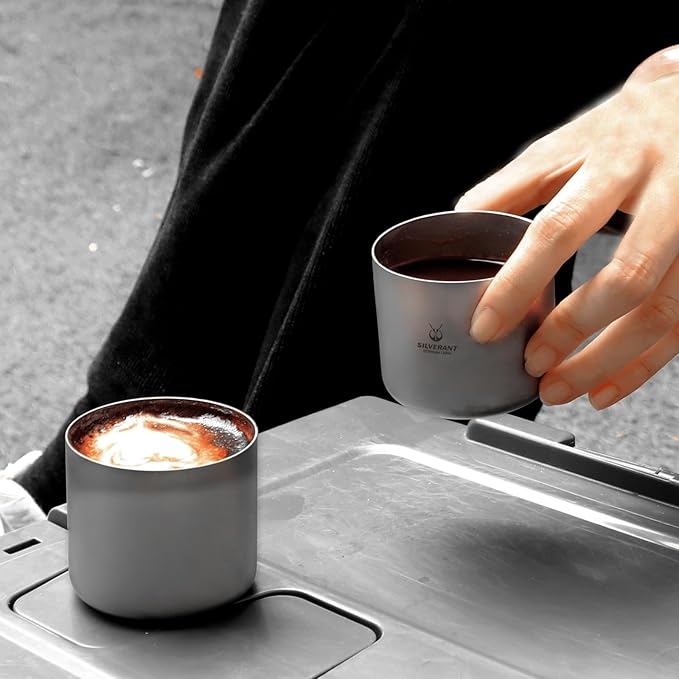 Camping Mug Titanium Double Wall Coffee Tea Cup (110ML Double-Wall Cup)