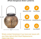 2Pack Solar Outdoor Lanterns Waterproof, Garden Gifts for Mom, Rose Solar Garden Decor , Warm White Table Lights for Yard Art, Porch, Mothers Day Grandma Wife (Antique Bronze )