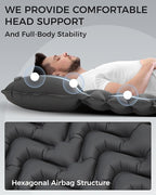 KingCamp Sleeping Pad for Camping, Ultralight Connectable Inflatable Sleeping Pad Camping Mattress with 6.3" Built-in Pillow & Foot Pump for Backpacking Hiking Tent Cot