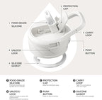 IDEUS Insulated Stainless Steel Water Bottle with 2 Leak-Proof Lids, Thermal Water Flask for Hiking Biking, 40oz, White