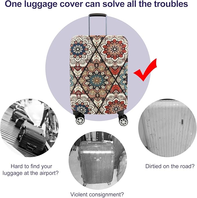 Travel Trolley Case Cover Protector Suitcase Cover 19"-20" Trolley case Luggage Storage Covers for Men Women, Retro