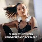 Portable Neck Fan, Hands Free Personal Fan, 360° Airflow,3-16 Running Hours, 72 Wind Outlets,4000mAh Battery USB Rechargeable, 3-Speeds，Birthday Gifts for Men Women (White)