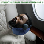 1/2PCS Travel Pillow Stuffable with Clothes As Carry-On Luggage Fits Up to 3 Days of Travel Essentials, Multifunctional U-Shaped Pillowcase for Business, Trip, Outdoor (1PCS-Blue)
