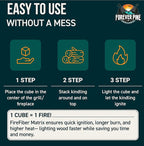 Fire Starter Cubes, 320 pcs- Easy BBQ Ignition - Natural, Waterproof & Odorless Firestarter Squares for Campfire, Charcoal Grill, Outdoor Fire Pit, Wood Stove, Fireplace, Logs - Camping Essentials