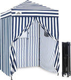 EAGLE PEAK EAGLE PEAK Flex Ultra Compact Pop-up Canopy, Sun Shelter, Changing Room, Portable Privacy Canopy Cabana, 5x5ft Canopy Tent, for Pool, Fashion Photoshoots, or Camping White/Blue