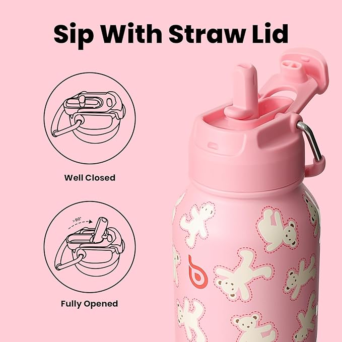 BOTTLE BOTTLE 32oz Insulated Water Bottle Stainless Steel Sport Water Bottle with Straw Dual-use Lid Design for Gym with Pill Box
