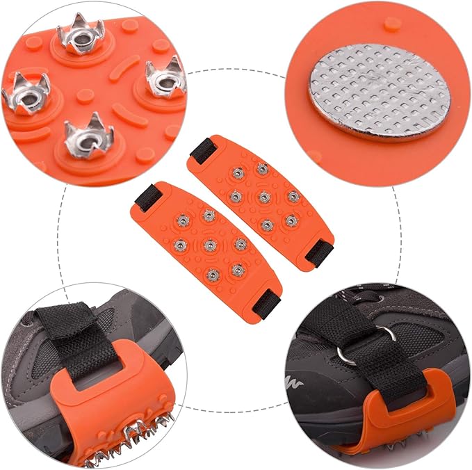 Crampon Traction Cleats Anti-Skid Traction Grips Crampons Spikes 7 Point Cleats for Footwear for Walking, Jogging, Hiking, Mountaineering Ice Snow Grips