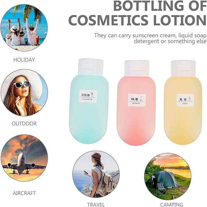 KICHOUSE Squeezable Abs Travel Storage Bottles 3pcs 60ml Leakproof Flip Cap Sub-packing Containers for Shampoo Lotion Toiletries Refillable for Travel Use