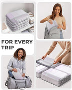Percover Compression Packing Cubes 4-Piece Set, Packing Cubes Compression for Travel with Label Pockets, Travel Organizer for Carry On & Checked Luggage, Purple