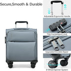 Hanke 16 Inch Underseat Carry On Luggage with Spinner Wheels for Airline, Small Softside TSA Approved Luggage Lightweight Rolling Suitcases Under Seat Travel Carry-On Bag(Grey)