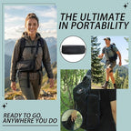 16" Portable Collapsible Stool - Folding Chair with Storage Pouch, Convertible Satchel for Hands-Free Carry & Supports 300Lbs, Ultralight for Hiking, Fishing, Camping, Festivals (Black, Large)