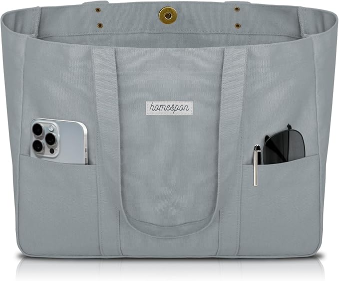 HOMESPON Large Canvas Tote Bag for Women Everything Bag with Pockets and Laptop Sleeve