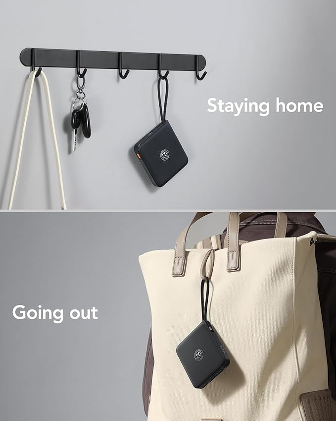 VRURC Portable Charger with Built-in Cable, 10000mAh 22.5W Fast Charging USB C Battery Pack, Cell Phone Power Bank for iPhone 16 15 14 Samsung Galaxy S25 S24 S23 Series Android Tablet, Black(1 Pack)