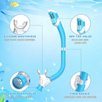 Snorkeling Gear for Kids, Kids Snorkel Set for Ages 6-14, Dry Top Snorkel, Mask Set Kid Swimming Goggles Diving Mask Combo Set Anti-Fog Panoramic View Scuba Packages