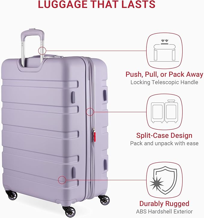 SwissGear 7366 Signature Hardside Expandable Luggage with Spinner Wheels, TSA Lock, Evening Haze, Checked-Large 27-Inch