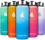 HYDRO CELL Stainless Steel Insulated Water Bottle with Straw - For Cold & Hot Drinks - Metal Vacuum Flask with Screw Cap and Modern Leakproof Sport Thermos for Adults (Sky/Blue 40oz)