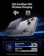 Baseus Picogo Power Bank, Smallest Qi2 Certified 15W MagSafe Portable Charger, 0.5" Ultra Slim 5000mAh Magnetic Battery Pack with Stand, Alloy Wireless Charger for iPhone 17 Pro Max/17 Air/16 Series