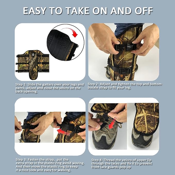 Snake Gaiters for Men & Women,Sturdy Snake Bite Proof Boots,Adjustable Snake Guards,Hiking Gaiters with Storage Pouch.