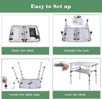 Small Folding Camping Table, 2ft Portable Picnic Table Aluminum 24" x 16" Folding Table, 3 Adjustable Heights Portable Lightweight Table Dining Table for RV, Picnic, Beach (White)