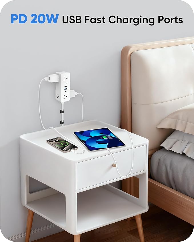 Electrical Outlet Extender Stick, Features 4 USB & 6 Outlets, 39in Flexible Extension Cord Access Hard-to-Reach Outlets, Wall Plug Power Socket Expander Nightstands Sofa Desk