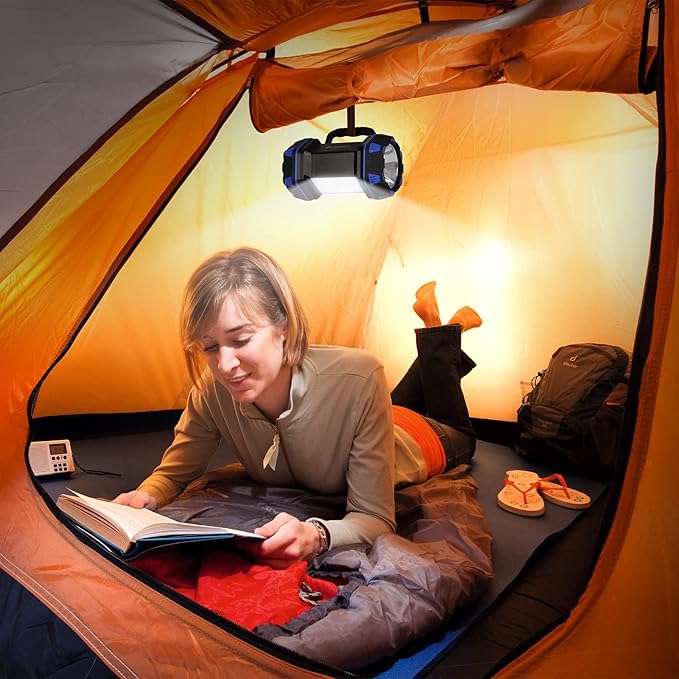 Led Camping Lantern Rechargeable, Camping Flashlight 1500LM, 8 Light Modes, Camping Lights 4800 Capacity, Portable Bright Flash Light for Emergencies, Power Outages, Hurricane, Hiking (Blue 1PACK).