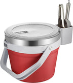 COKTIK 7L Vacuum Insulated Ice Bucket with Lid and Scoop& Tongs，Large capacity Stainless Steel Beverage Bucket for Cocktail, Champagne, Wine, Beer，Large Parties（Red Suit）