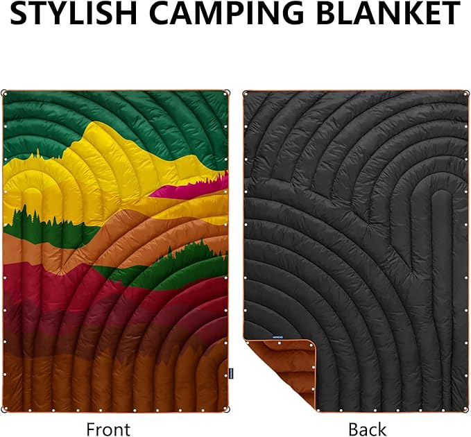 Camping Blanket,Lightweight Puffy Printed Camping Blanket Packable Outdoor Blanket for Camping,Traveling, Stadium, Hiking, Picnics