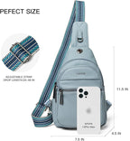 7L Sling Bag For Women Faux Leather Anti Theft Small Casual Daypack Backpack Fanny Pack Crossbody Chest Bags Purse Waterproof Light Blue