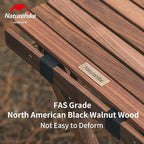 Naturehike Camping Folding Table, Roll-Up Table with Carry Bag, Portable Wood Outdoor Table for Low Picnic, Beach, Camping, Travel, Party, Beach, Garden, Backyard BBQ, Black Walnut Wood