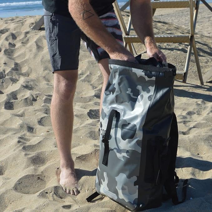 COR Surf Waterproof Backpack with Laptop Sleeve | Heavy Duty Hiking, Kayak Dry Bag Backpack | Roll-Top Closure (40L Camo)