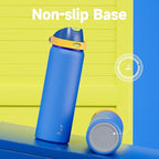 32 oz Insulated Water Bottle for Men: Meoky Stainless Steel Water Bottle with 2-in-1 Straw and Spout Lid - Leak Proof, Cold for 24 Hours, Protective Silicone Base, BPA-Free for Sports Gym, Sapphire