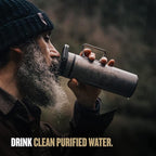 GRAYL UltraPress Titanium 16.9 oz Water Purifier & Filter Bottle for Hiking, Backpacking, Survival, Bushcraft, Travel (Covert Black)