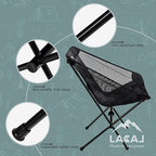 Ultra-Light Folding Camping Chair, All-Aluminum Frame, Surper Breathable Fabric, Easy to Carry, Compact Storage Size (1, Black)