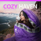 GEERTOP Flannel Sleeping Bags for Adults Big & Tall People Portable Cold Weather Envelope XXL All Seasons Camping Sleeping Bag