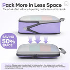 Veken 11 Set Compression Packing Cubes for Travel Essentials,Compressible Expandable Large Luggage Suitcase Organizer Bags for Clothing,Durable Space Saver Storage Bags(Light Purple)