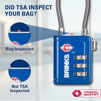 Brinks TSA Accepted Indicator Luggage Lock, Blue - Resettable 3-Dial Combination, 2.5 inch Long Cable Shackle, New More Secure TSA008 Key, 4 Pack