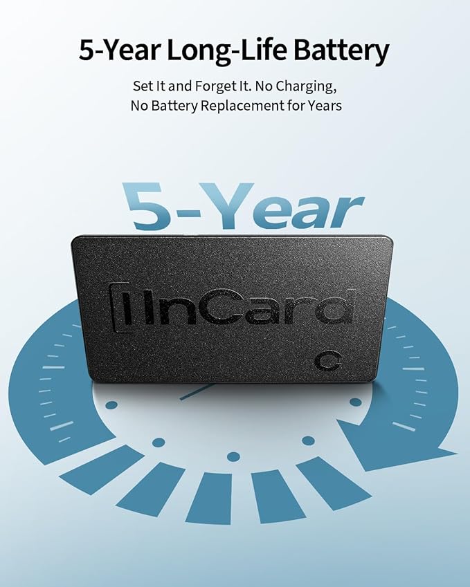 Wallet Tracker for iOS & Android, 5-Year Battery Life, IP68 Waterproof, Ultra-Slim Design, Works with Apple Find My and Google Find Hub, Smart Card Locator for Passport, Keys, Bags