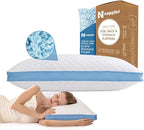 Side and Back Sleeper Pillow for Neck and Shoulder Pain Relief - Shredded Memory Foam Bed Pillow for Sleeping - 100% Adjustable Fill - Standard Size Modal Washable Case. Extra Fill Included