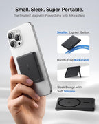 Baseus Picogo Power Bank, Smallest Qi2 Certified 15W MagSafe Portable Charger, 0.5" Ultra Slim 5000mAh Magnetic Battery Pack with Stand, Alloy Wireless Charger for iPhone 17 Pro Max/17 Air/16 Series